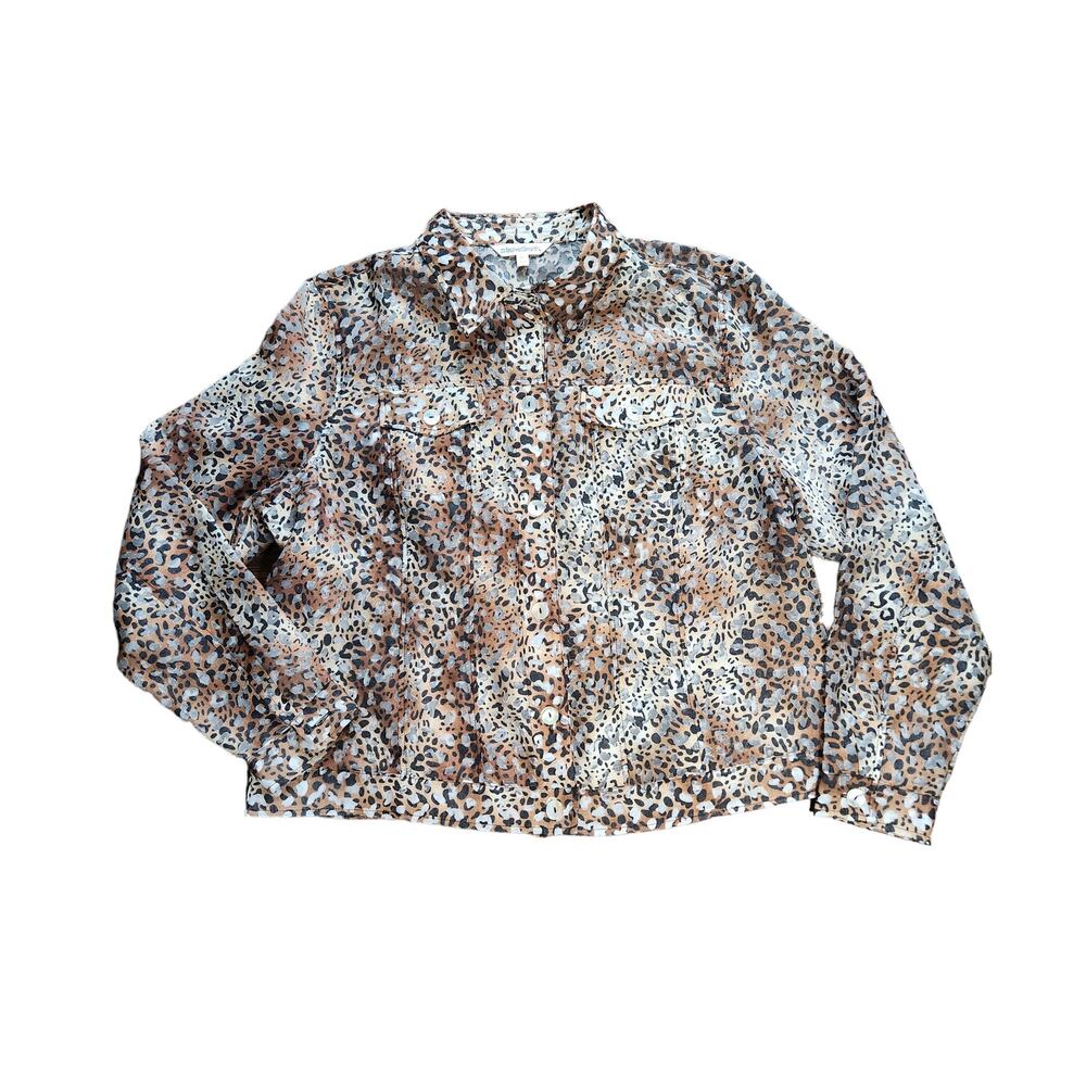 TravelSmith lightweight leopard print jacket laser-cut semi-sheer size XL